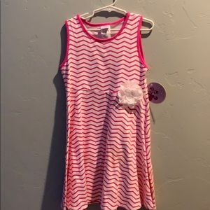 Mallory Mae pink white striped dress size 8